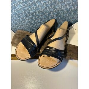 B.O.C. Womens Black Strappy Slingback Flat Sandals Z52409 Size 8M